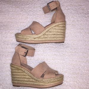 Light pink wedge espadrilles